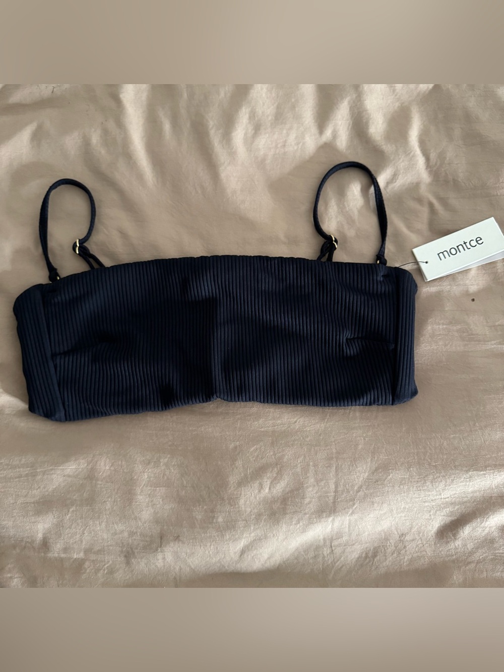 Montce Black Rib Bikini Top sz XL